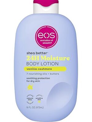 eos Shea Better Body Lotion Vanilla Cashmere, 24-Hour Moisture Skin Care, Lightweight & Non-Greasy, Natural Shea, Vegan, Vanilla Body Lotion, 16 fl oz