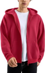 Hatant Men’s Oversized Double Zip Up Hoodie, Unisex Heavyweight Fleece Cotton Zipper Sweatshirt with Hood Vintage