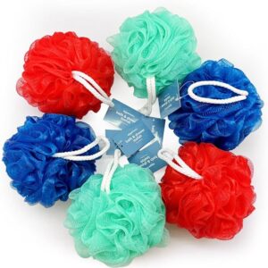 Basics Exfoliating Bath and Shower Loofah, Multicolor, Pack of 6