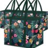 BALEINE 3PK Reusable Grocery Bags, Heavy Duty Shopping Tote Bag | 12'' Long Handles, Reinforced Bottom Keeps Upright, Fold Flat Storage, Water-Resistant Shopping Bag, Multiple Color Options