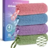 4 Pack African Net Sponge Authentic, Exfoliating Washcloth, Body & Back Scrubber, Better Than Traditional Loofahs, Perfect for Daily Shower & Travel, Pink, Blue, Purple & Green