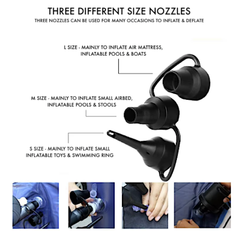 220V Electric Inflatable Pump Quick Air Filling Compressor With 3 Nozzles For Car Camping Life Buoy Boat Cushion Home Use